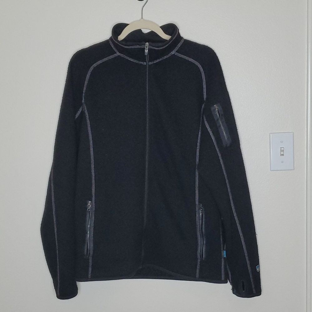 Kuhl Black Alfpaca Zip Up Fleece Jacket Large